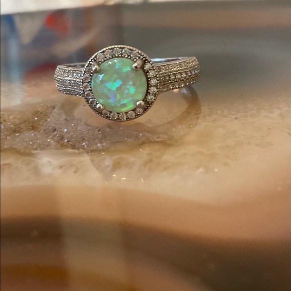 Sterling silver fire opal ring October Birthstone - Picture 2 of 7